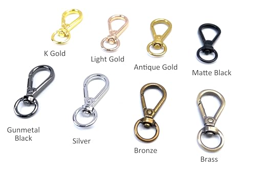 10 Pcs Heavy Duty Swivel Lobster Claw Clasps 3/8 Inch Push Gate Snap Hooks Trigger Clips for Handbag Purse Keychain - color: Brass
