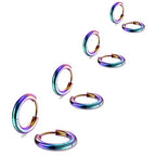 316L Surgical Stainless Steel Small Hoop Earrings 8mm 10mm 12mm 14mm Hypoallergenic Huggie Hoop Earrings Helix Lobes Hinged Sleeper Earrings Cartilage Piercings - color: H: Rainbow (Diameter 8mm/10mm/12mm/14mm),4 Pairs