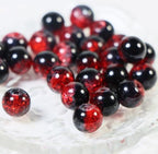 100Pcs 10mm Crackle Glass Beads for Jewelry Making - Round Spacer Crystal Beads Bulk, DIY Craft Supplies for Necklace Bracelet Earrings (Red Black) - color: Red Black