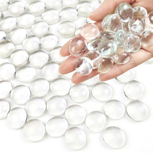 FANTIAN 5Lb Clear Glass Pebbles, Flat Glass Marbles, Decorative Glass Gem Stones for Vase Fish Tank Fountains Crafts Centerpieces Fire Pit and Home Decor - color: Clear, size: 5 Pounds