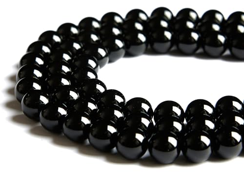 100pcs 8mm Black Agate Beads Natural Gemstone Beads Round Loose Beads for Jewelry Making - color: Black Agate, size: 8mm