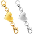 925 Silver Heart-Shaped Magnetic Necklace Clasps and Closures, Magnetic Clasp Converter for Jewelry Making Supplies,Chain Extender Connector for Necklace Bracelet (1gold + 1silver) - color: 1gold + 1silver
