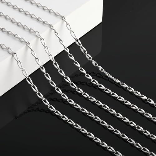 KYUNHOO 4 Meters White Oil Drip Lip Chain Link Silver Jewelry Chains for Making Jewelry Thin Craft Chain Roll with Lobster Clasps Jump Rings Supply Jewelry Making Findings - color: Silver White