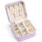 VLANDO Small Travel Jewelry Box Organizer - Girls Women Gift Rings Earrings Necklaces Jewelry Storage Display Case Purple - color: F.Purple