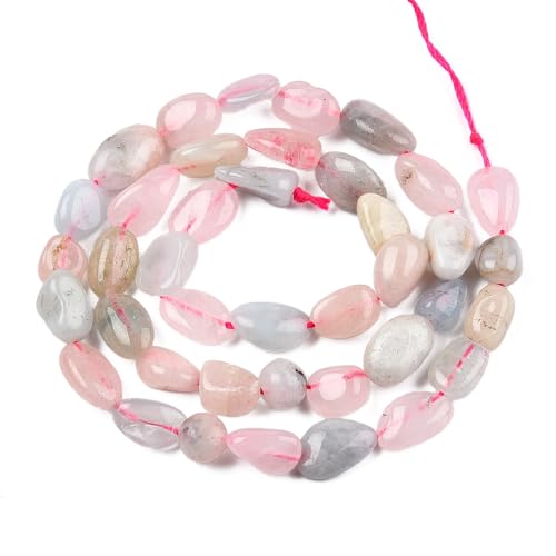 30-45Pcs/Strand Natural Morganite Beads 15.7" Irregular Nuggets Stone Beads 8-15mm Gemstones Loose Spacer Bead for DIY Bracelet Necklace Jewelry Making Crafting - color: Morganite