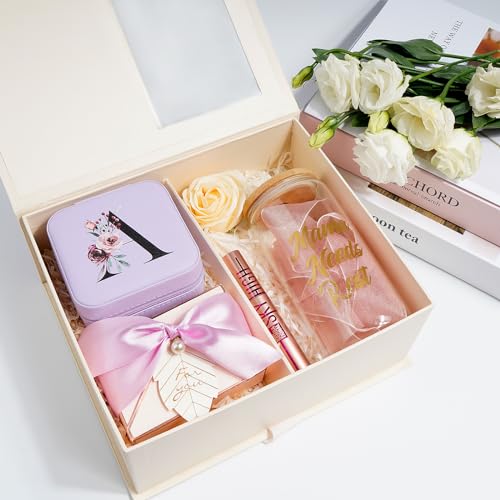 AYGXU Travel Jewelry Box for Women and Girls - Small Case With Initial A-Z - Teacher Gifts - color: purple, size: M