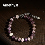 Natural Healing Gemstone Bracelet Handmade Yoga Stretch Elastic Bracelet Stress Relief Crystal Jewelry for Men and Women - color: Amethyst (Love Guardian), size: 5x8