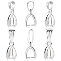 925 Sterling Silver Pinch Bail Clasp, 6 Pcs Hypoallergenic White Gold Plated Slider Necklace Pendant Pinch Clip with Open Loop Snap Bail Necklace Pendant Clasp Connectors for Jewelry Making - color: 6Pcs