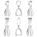 925 Sterling Silver Pinch Bail Clasp, 6 Pcs Hypoallergenic White Gold Plated Slider Necklace Pendant Pinch Clip with Open Loop Snap Bail Necklace Pendant Clasp Connectors for Jewelry Making - color: 6Pcs