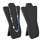 MOOCA 2 Pcs Set Foldable Wooden Easel Necklace Displays Small to Larger Necklaces, Portable Jewelry Organizer with Curved Top Design in Black Color - color: Black, 2 Pieces