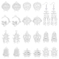PH PandaHall 20pcs 10 Styles 3D Chandelier Component Links Charms, Silver Building Pendant Charm Earring Chandelier Filigree Pendants Hollow 3D Connector Settings for DIY Craft Jewelry Making