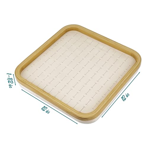 TheDisplayGuys - Bamboo Jewelry Organizer Display Tray - Faux Suede Insert - 104 Ring Holder Slots - Beige - color: Beige Suede, size: Ring Slots - 104, style: Bamboo