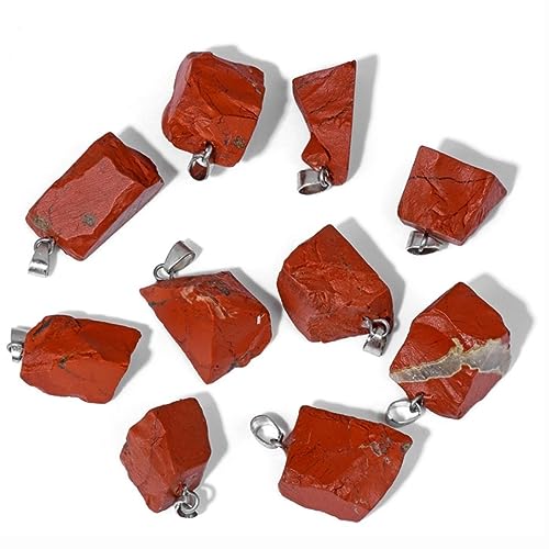 10pcs Irregular Raw Natural Red Stone Rock Pendant Healing Crystal Chakra Gemstone Charm for Jewelry Making DIY Necklace Earrings Accessories Reiki - color: Red Stone