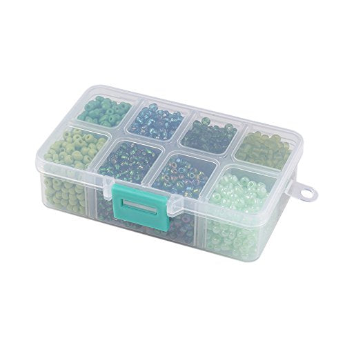 Pandahall About 1900pcs 6/0 Glass Seed Beads Round Loose Spacer Beads Hole: 1mm for DIY Jewelry Making (Green) - color: Green, size: 6/0