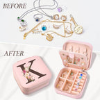 Inngeroo Christmas Gifts for Mom from Daughter Son, Personalized Birthday Giftware for Women, Mother Day Mom Gifts Small Travel Jewelry Box Travel Jewelry Organizer with Mirror, Initial K - style: K