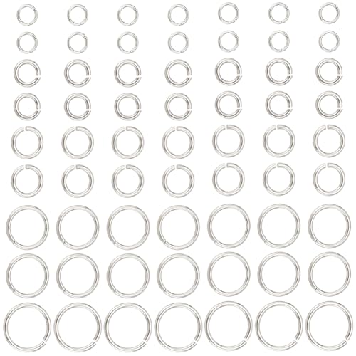 SUNNYCLUE 1 Box 750Pcs Jumping Rings Bulk 304 Stainless Steel Open Jump Rings Metal Split Rings Mini Connector Rings Small Linking Ring for Jewelry Making Accessories DIY Earrings Bracelet Necklace - color: Stainless Steel Color, size: 4/5/6/8/9mm
