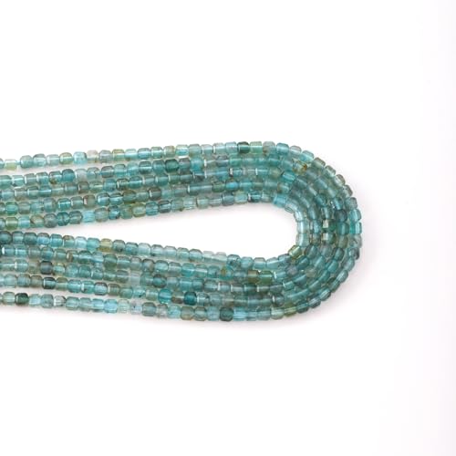 Faceted Natural Blue Crystal 2-3mm Cube Square Loose Beads Gemstone Small Loose Beads Healing Crystal Energy Stone for DIY Jewelry Making 15" - color: Blue Crystal