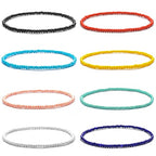 XIJIN 18 Pieces Elastic Beaded Anklets for Women Handmade Beach Boho Colorful Beads Ankle Bracelets Set - color: Solid Color A