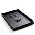 Oirlv Black Leather Jewelry Display Flat Tray Perfume Accessories Trinket Watch/Earring/Ring Storage Organizer - style: P01701