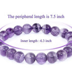 8mm Natural Gemstone Stretch Bracelet, Handmade Unisex Crystal Bracelets for Meditation, Yoga, Spiritual Healing & Positive Energy - color: Dog Teeth Amethyst
