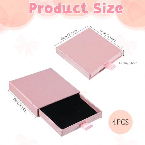 4 Pack Square Jewelry Gift Boxes, Pink & Black Cardboard Small Jewelry Box Pendent Storage Case for Bracelets Necklaces Earrings Ring Jewelry Gift