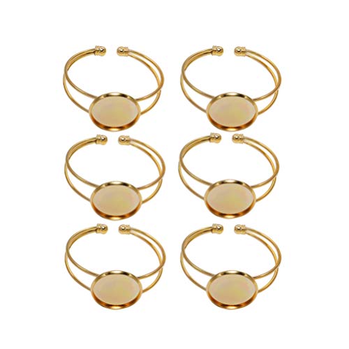 EXCEART Round Plate Y Shape Gem Bracelet Bottom Holder 6 Pcs Resin Jewelry Bezels for Diy Bracelet Making Crafts Accessories - color: Golden, size: 5*2cm