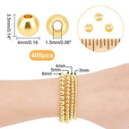 PH PandaHall 400pcs 4mm Smooth Gold Beads 18K Gold Plated Brass Beads Long-Lasting Round Spacer Bead Seamless Loose Ball Bead for Summer Hawaii Stackable Necklace Bracelet Earring Making - size: 4mm