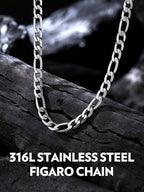 Bandmax Stainless Steel Figaro Chain Necklaces for Men Women, Silver/Gold/Black 4MM/6MM/9MM Flat Italian Style Figaro Link Chains Length 14"-30", Gift Packed - color: 02 6MM-Silver, size: 20 Inch