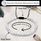 Amazing Gemstone Crystal Anklet Ankle Bracelets for Women - Waterproof Beaded Healing Crystal Anklets, Plus Size Chakra Gemstone Bead Anklet - color: Rainbow Moonstone, style: Plain