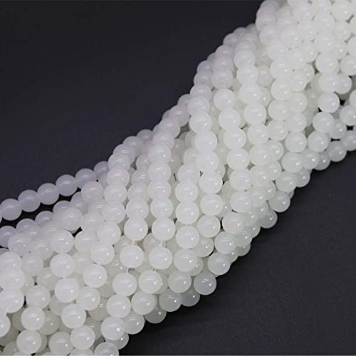 600PCS 8mm White Glass Round Beads Bulk-Imitative Jade Beads-Bracelet Loose Beads for Jewelry Making Earring, Necklaces, and DIY Crafts - size: 8mm White