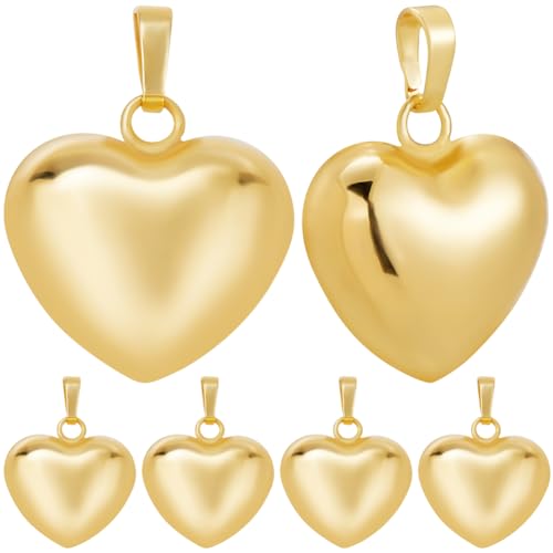 Beebeecraft 1 Box 10Pcs Puffed Heart Charm 18K Gold Plated Smooth Tiny Love Drops Charms for Jewelry Making Necklace Bracelet DIY Crafts - color: Gold, size: 15x18x7mm