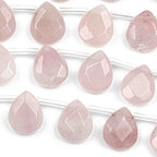 Cherry Blossom Beads Rose Quartz Beads 12x15mm Faceted Top-Drilled Teardrop - 12 pcs/ 8 Inch Strand - color: Rose Quartz