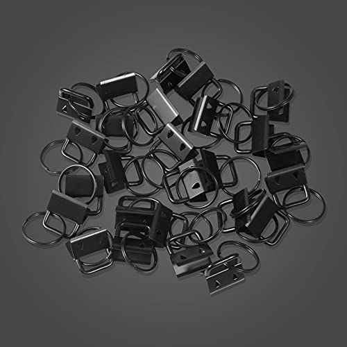 SPEEDWOX 20 Pcs 0.8" Dark Black Key Fob Hardware Set with Pliers, 8 Inch Glass Breaking Pliers with Rubber Tips TPR Handles, for Wristlet Keychain Key Lanyard Making - size: 0.8" Dark Black