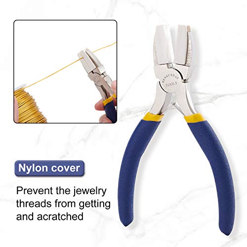 BENECREAT Double Nylon Jaw Pliers Flat Nose Pliers with Adhesive Jaws for DIY Jewelry Making Hobby Projects, Blue - color: Blue