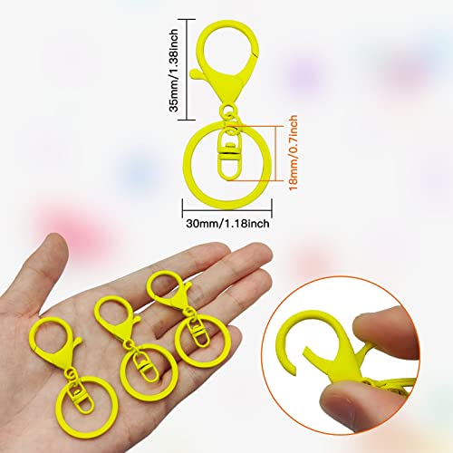 30Pcs Lobster Claw Clasps Keychain for Jewelry Making,Metal Lobster Clasp Swivel Trigger Clips with Swivel Clasps Hook Clips Flat Split Keychain Ring for DIY Craft Jewelry Making(Yellow) - color: Yellow