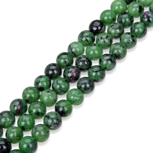 90pcs Adabele Natural Ruby Zoisite Green Anyolite Healing Gemstone 4mm (0.16 inch) Small Round Beads Gem Stone Spacer for Jewelry Making GY13-4 - color: Ruby Zoisite, size: 4mm (90pcs/1 Strand)