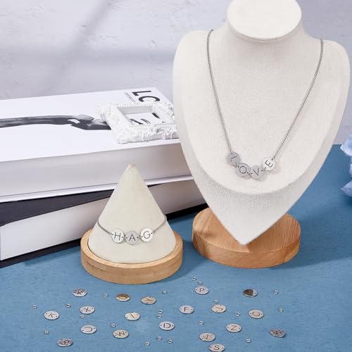 26pcs Stainless Steel Letter Link Charms 12mm Flat Round A-Z Letter Charms with Jump Rings Metal Alphabet Connector Charms with Two Hole for Jewelry Making Necklace Bracelet DIY Crafts