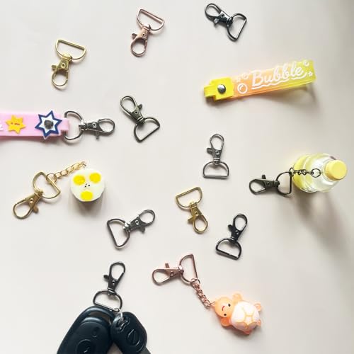 50Pcs Swivel Clasp Hooks D Ring Key Chain Clips, Metal Lobster Claw Clasps Trigger Clip Lanyard Snap Hook for Keychains Making Purse Hardware DIY Crafts 1 Inch (Black) - color: Black