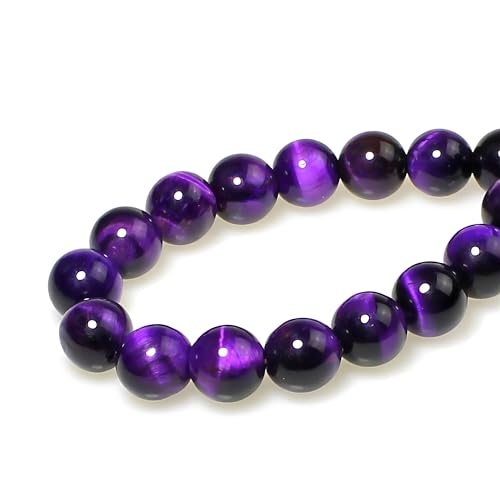 MJDCB Stone Beads 4mm 85pcs Round Purple Tiger's Eye Loose Gemstone Bead Charms for Jewelry Making Bracelet Necklace Earring Pendant - color: Purple Tiger's Eye, size: 4mm