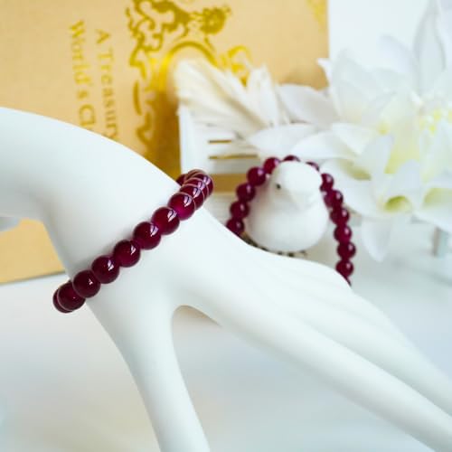 Jabrand 145pcs Glass Beads, 8mm Glass Beads for Barcelet and Jewelry Making DIY Crafts (Burgundy) - color: Burgundy