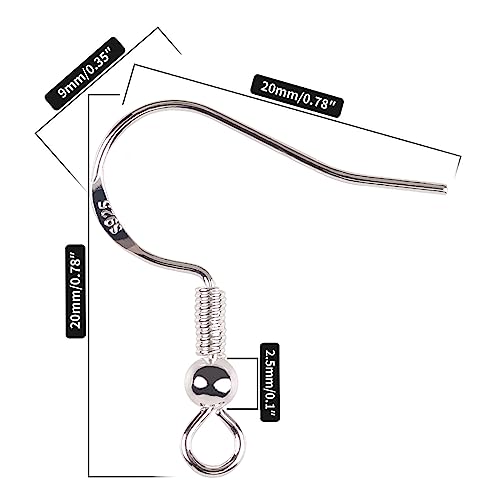 925 Sterling Silver Earring Hooks 50 PCS - Hypoallergenic Jewelry Making Supplies With Fish Hooks, Ear Wires, Findings for DIY Earrings - color: Silver