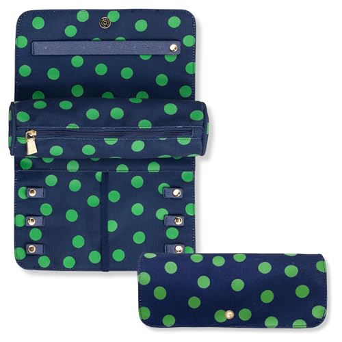 Kate Spade New York Travel Jewelry Case Organizer - Fabric Box for Women, Cute Organizer Holds Necklaces, Rings, Bracelets - Small Jewelry Roll (Sonnet Dot) - color: Sonnet Dot