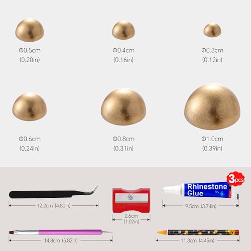 60g Antique Gold Flatback Half Round Pearls Mixed Size 3-10mm Resin Craft Beads for Nail Art, Face Gems, DIY Jewelry Making - color: Antique Gold, size: 60g