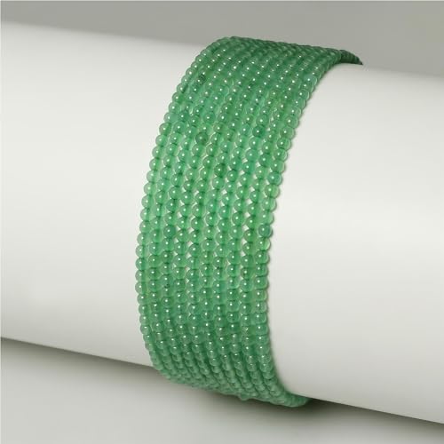 MJDCB 320pcs Natural Small Stone Beads 2mm Green Aventurine Round Smooth Loose Gemstone Bead for Jewelry Making Bracelets Earrings Necklaces Accessories - color: Green Aventurine