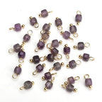 Beadia Natural Faceted Cube Stone Charms 4mm 30pcs with Untarnish Metal Accessories Loose Square Beads for DIY Jewelry Making - color: Amethyst