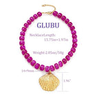 Chunky Beaded Starfish Shell Necklace for Women Colorful Boho Summer Chain Choker Beach Necklace with Acrylic Beads Trendy Chunky Jewelry Gifts - color: XL005C1