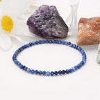 Healing Crystal Bracelet Clear Quartz Faceted Beaded Bracelets for Women Men 3mm Natural Stone Adjustable Handmade Stretch Bracelet Reiki Spiritual Jewelry Fashion Gifts - color: Lapis Lazuli
