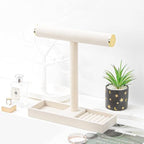 Multi-Use Jewelry Holder Stand, Necklace Bracelet Ring Organizer Stand, Scrunchie Watches Velvet Jewelry Holder Stand With Tray for Women Girls Home Use(Beige with Lid) - color: Beige+Lid