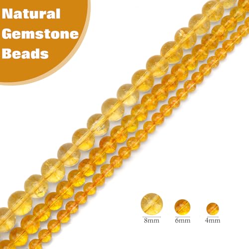 Vinswet 45pcs 8mm Citrine Natural Stone Beads Round Genuine Real Stone Beading Loose Gemstones DIY Smooth Bead for Bracelet Necklace Earrings Jewelry Making - color: Citrine, size: 8mm