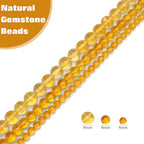 Vinswet 45pcs 8mm Citrine Natural Stone Beads Round Genuine Real Stone Beading Loose Gemstones DIY Smooth Bead for Bracelet Necklace Earrings Jewelry Making - color: Citrine, size: 8mm